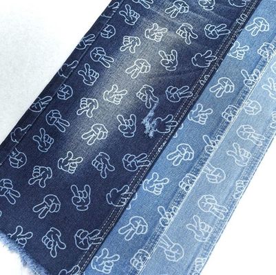 kupować Wzór palca  Tkanina drukowana żakardowa Nieelastyczny Denim 9.6oz 170-180CM CIEMNY NIEBIESKI online manufacture