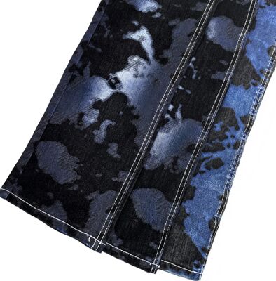 kupować Styl Maillard Czarny Tkanina Denim Flocked Ciemno Błękitne 70% bawełna Unikalny design dla dżinsów produkcja online