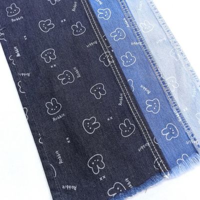 Dżinsy dziecięce, kurtka, koszulka, drukowana tkanina, uroczy królik, 6 oz denim.